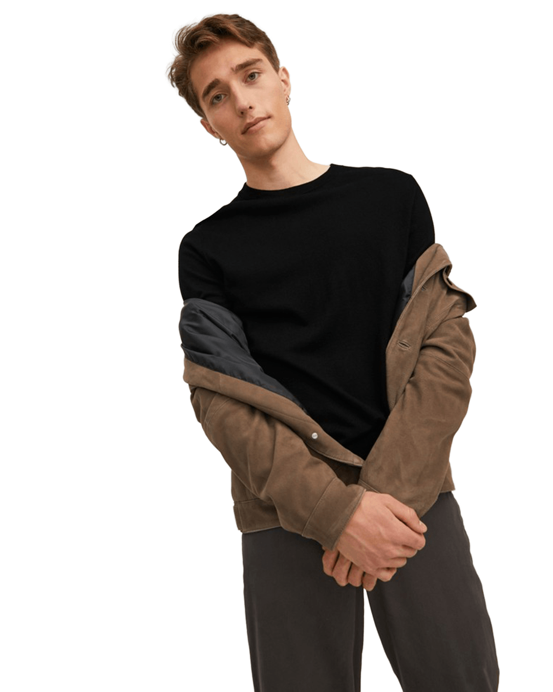Jack & Jones Jumpers Jack & Jones Black Merino Knit Crew Neck Jumper