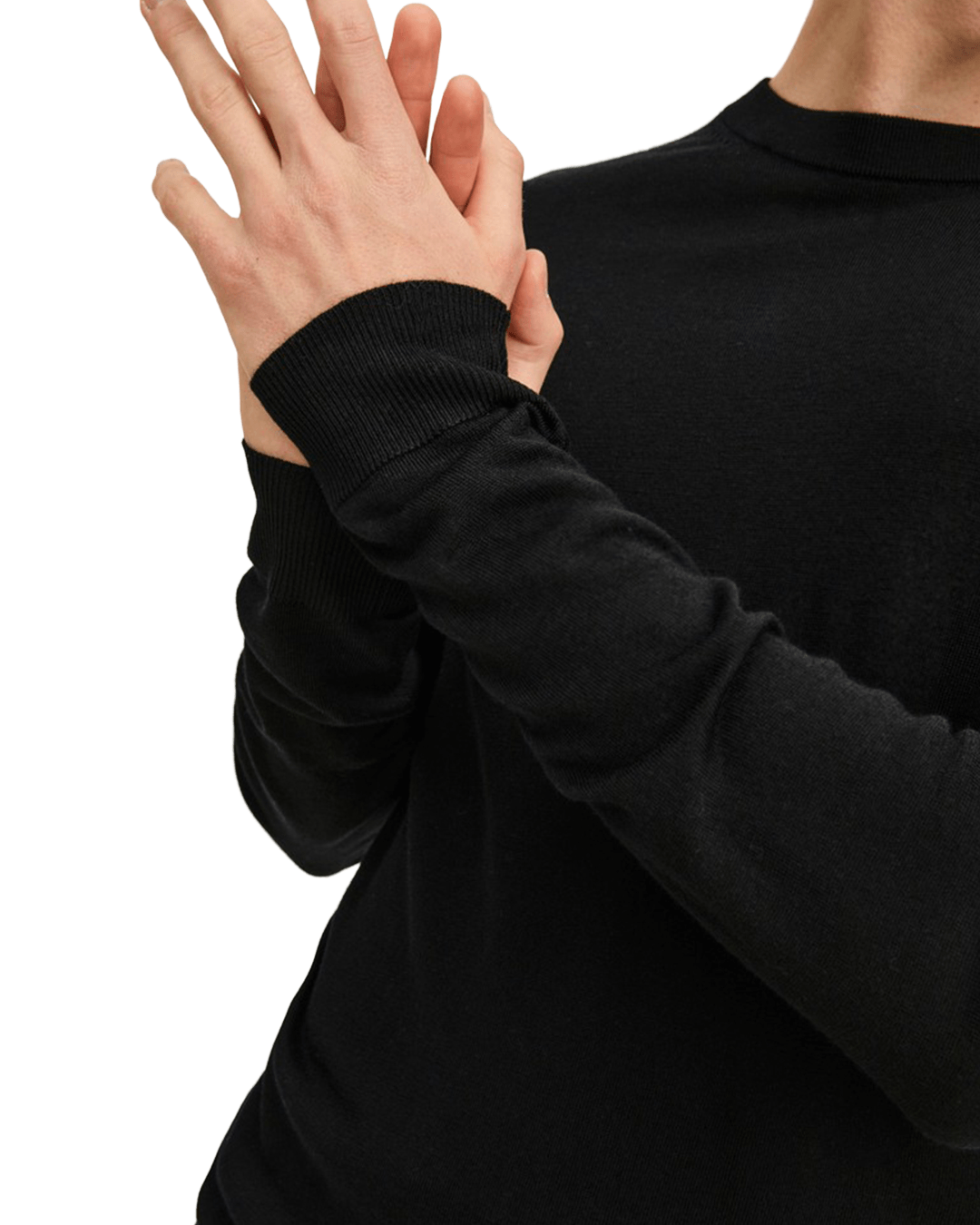 Jack & Jones Jumpers Jack & Jones Black Merino Knit Crew Neck Jumper