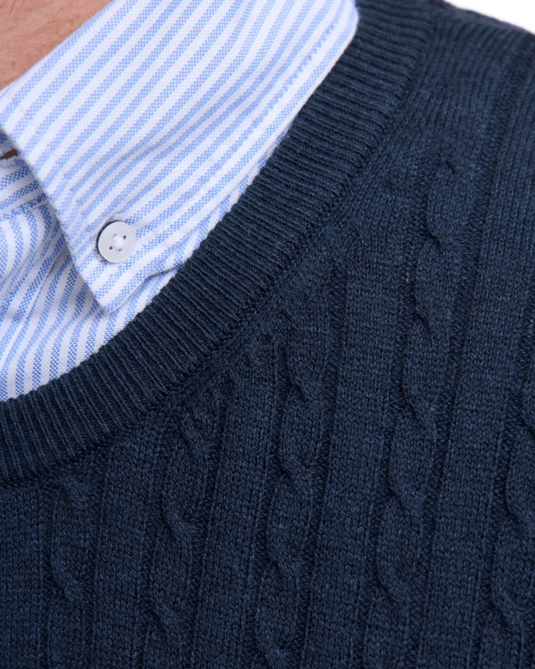 Jack & Jones Jumpers Jack & Jones Blue Emil Cable Knit Crew Neck Jumper