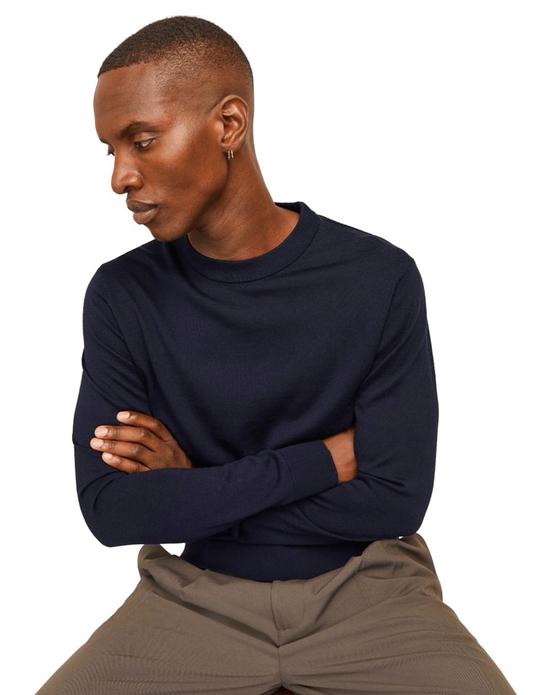 Jack & Jones Jumpers Jack & Jones Blue Milano Stitch Crew Neck Jumper