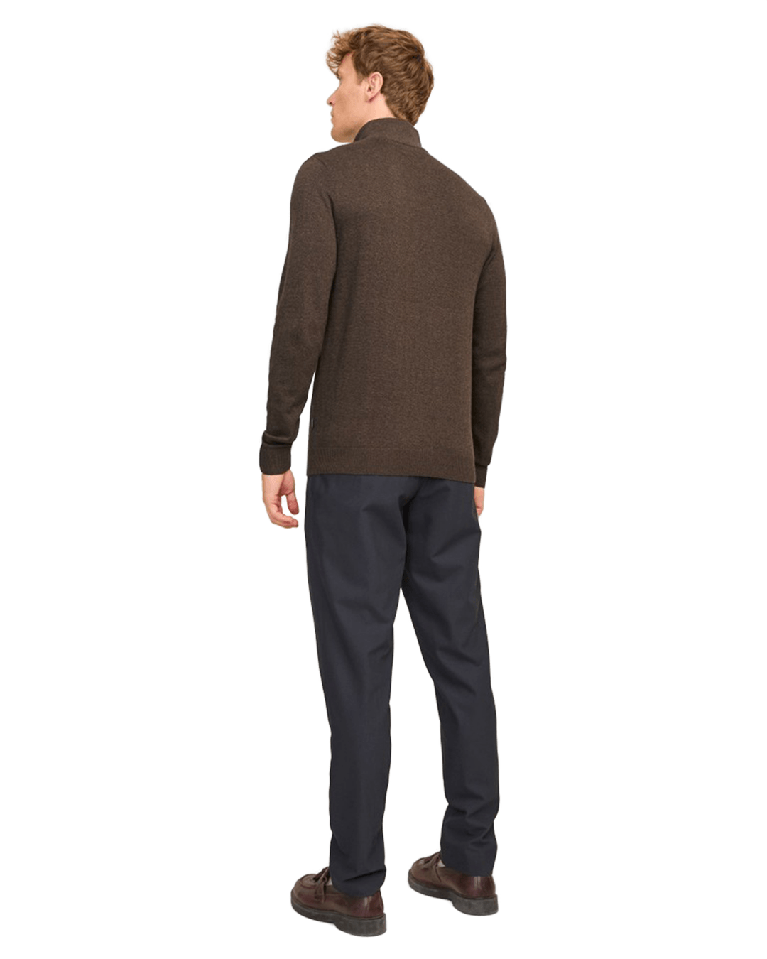 Jack & Jones Jumpers Jack & Jones Brown Emil Knit Half-Zip Jumper
