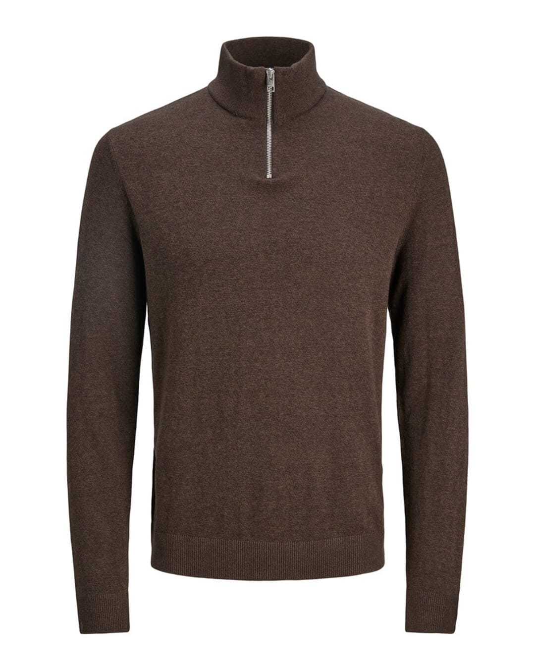 Jack & Jones Jumpers Jack & Jones Brown Emil Knit Half-Zip Jumper