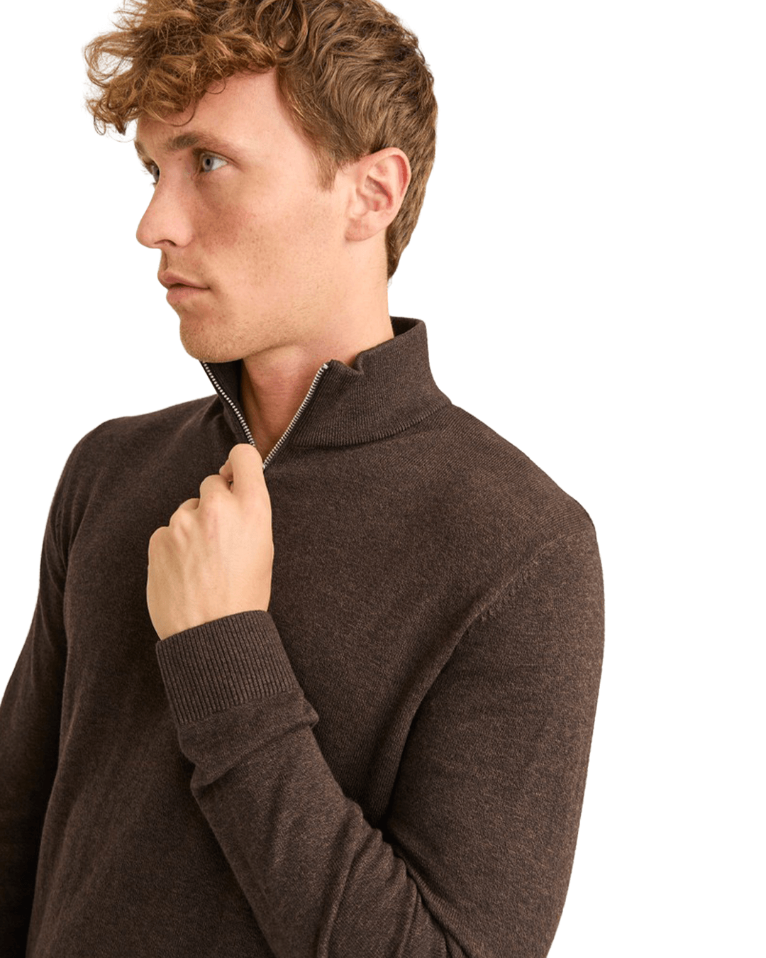 Jack & Jones Jumpers Jack & Jones Brown Emil Knit Half-Zip Jumper