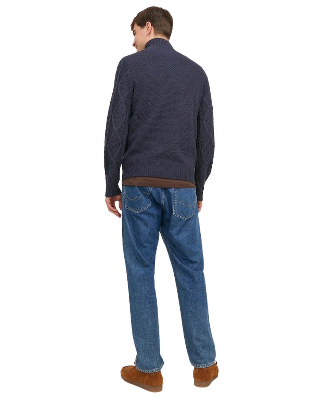 Jack & Jones Jumpers Jack & Jones Cable Navy High Neck Jumper