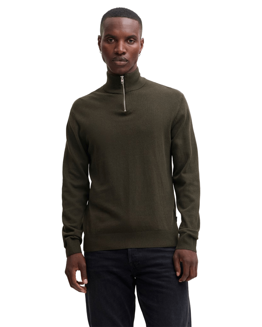 Jack & Jones Jumpers Jack & Jones Green Emil Knit Half-Zip Jumper