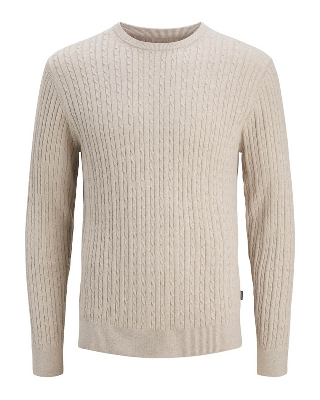 Jack & Jones Jumpers Jack & Jones Grey Emil Cable Knit Crew Neck Jumper