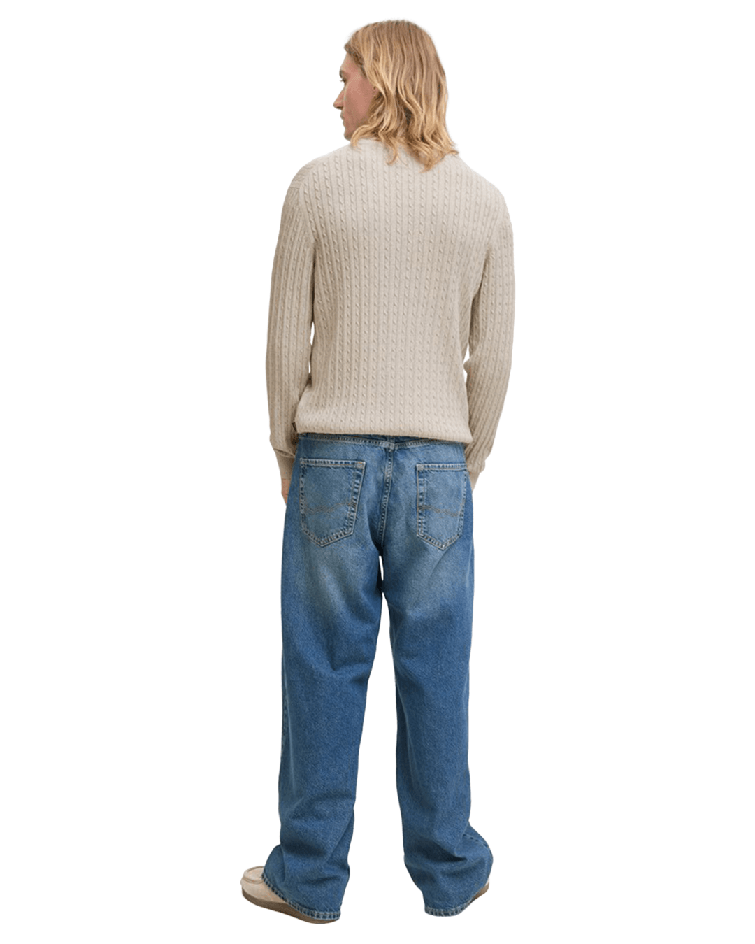 Jack & Jones Jumpers Jack & Jones Grey Emil Cable Knit Crew Neck Jumper