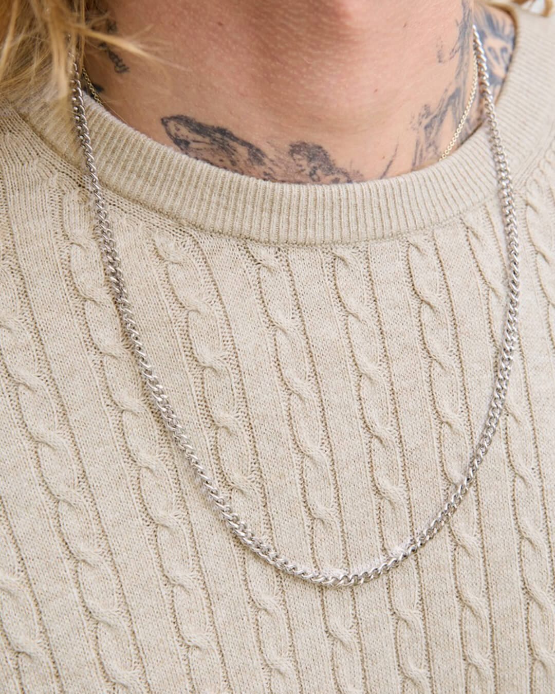 Jack & Jones Jumpers Jack & Jones Grey Emil Cable Knit Crew Neck Jumper