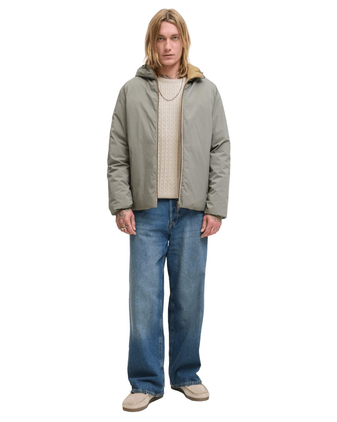 Jack & Jones Jumpers Jack & Jones Grey Emil Cable Knit Crew Neck Jumper