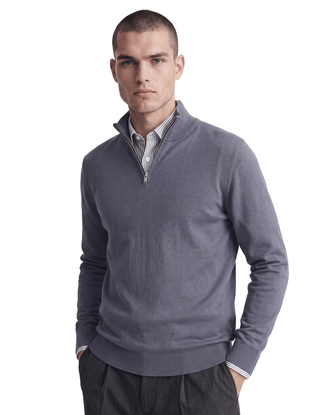 Jack & Jones Jumpers Jack & Jones Grey Emil Knit Half-Zip Jumper