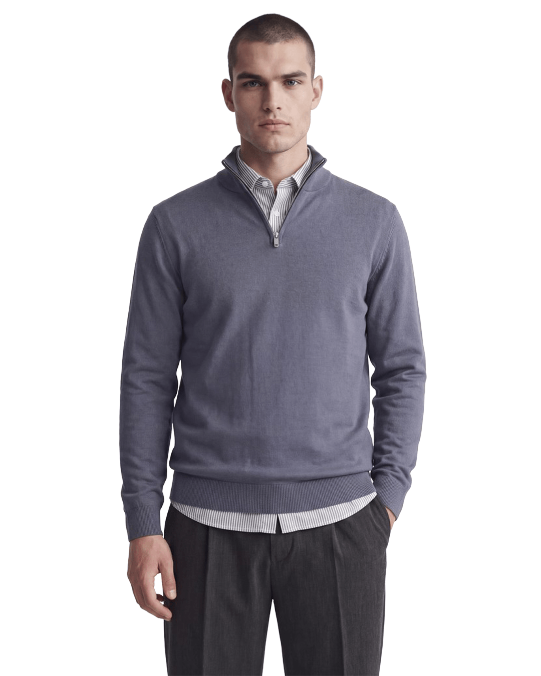 Jack & Jones Jumpers Jack & Jones Grey Emil Knit Half-Zip Jumper