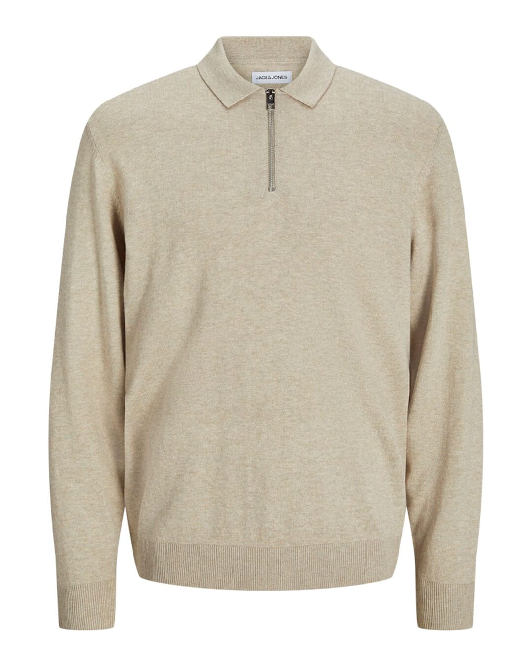 Jack & Jones Jumpers Jack & Jones Grey Emil Knit Polo Half-Zip Jumper
