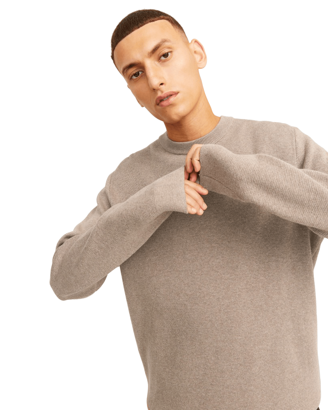 Jack & Jones Jumpers Jack & Jones Grey Milano Stitch Crew Neck Jumper