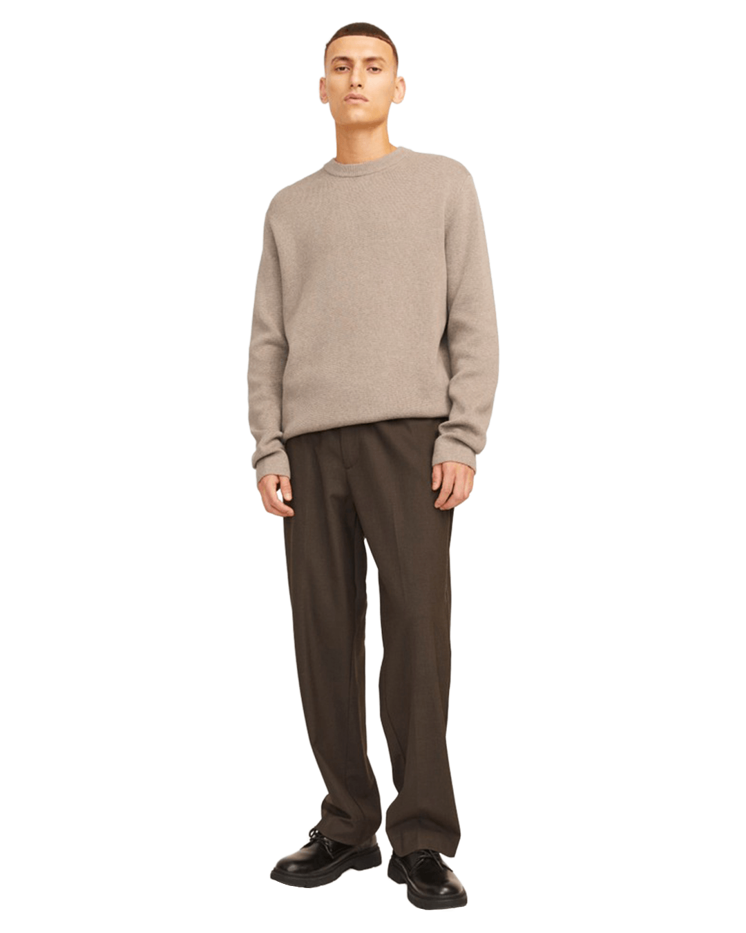 Jack & Jones Jumpers Jack & Jones Grey Milano Stitch Crew Neck Jumper