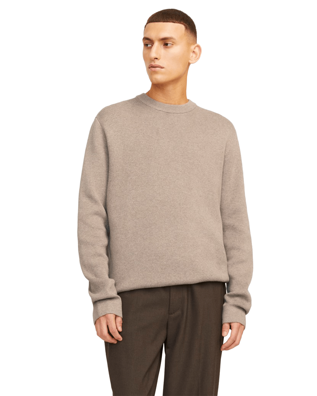 Jack & Jones Jumpers Jack & Jones Grey Milano Stitch Crew Neck Jumper