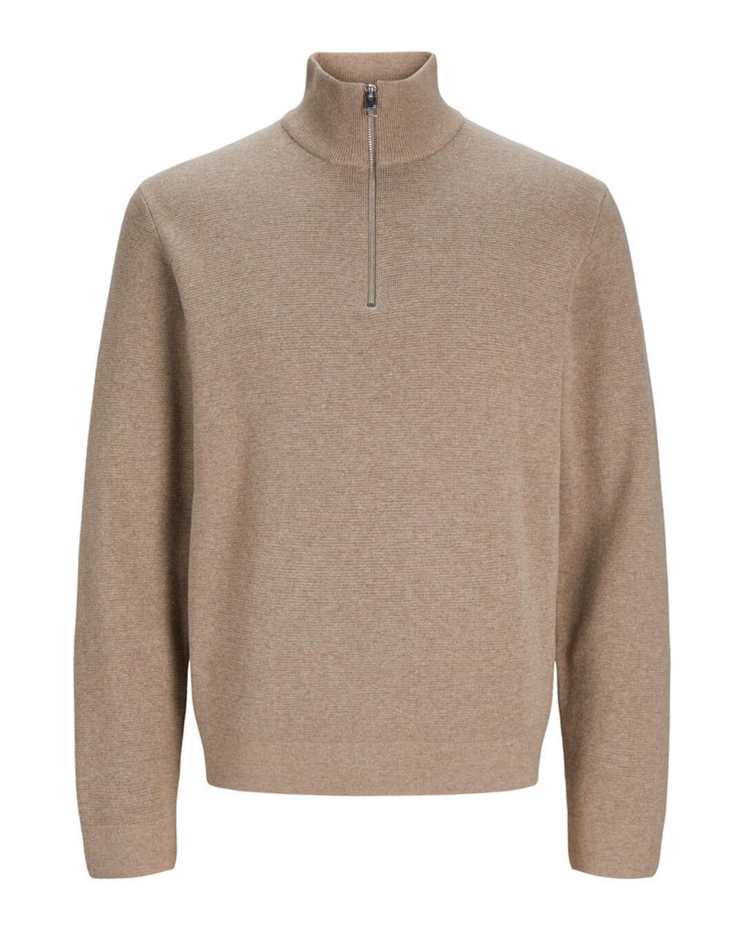 Jack & Jones Jumpers Jack & Jones Grey Milano Stitch Half-Zip Jumper