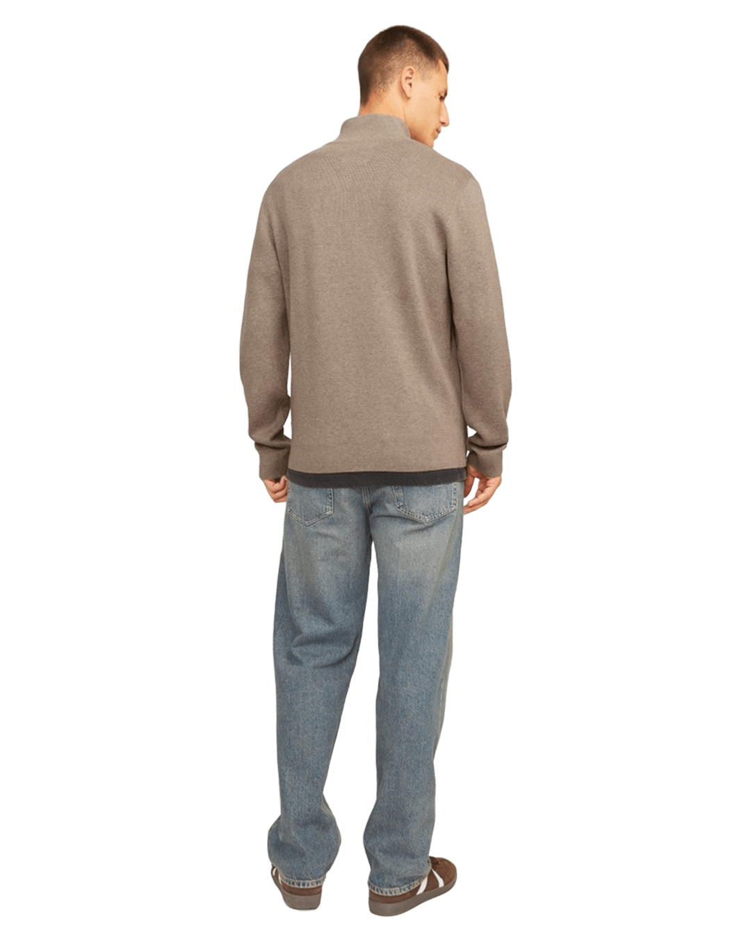 Jack & Jones Jumpers Jack & Jones Grey Milano Stitch Half-Zip Jumper