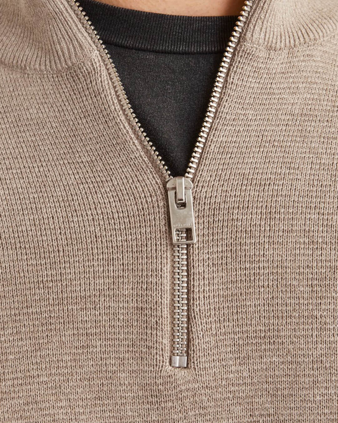 Jack & Jones Jumpers Jack & Jones Grey Milano Stitch Half-Zip Jumper