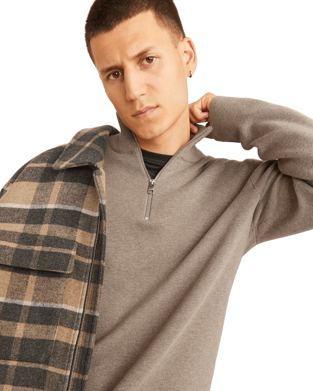 Jack & Jones Jumpers Jack & Jones Grey Milano Stitch Half-Zip Jumper