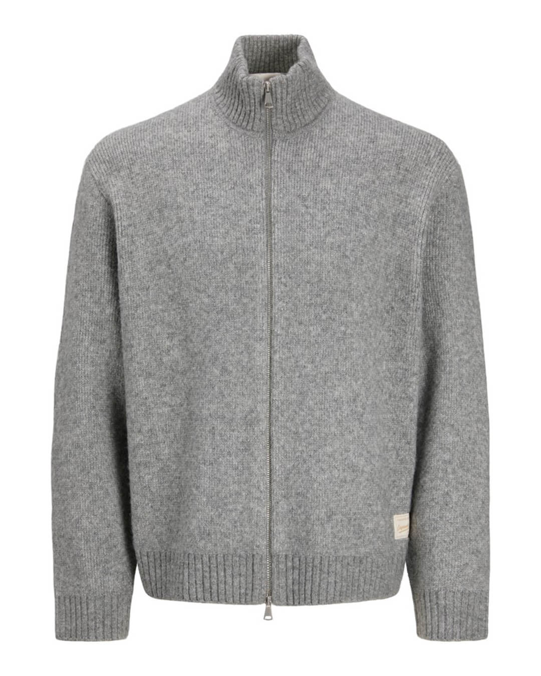 Jack & Jones Jumpers Jack & Jones Grey Montreal Ollie Zip Knit Cardigan