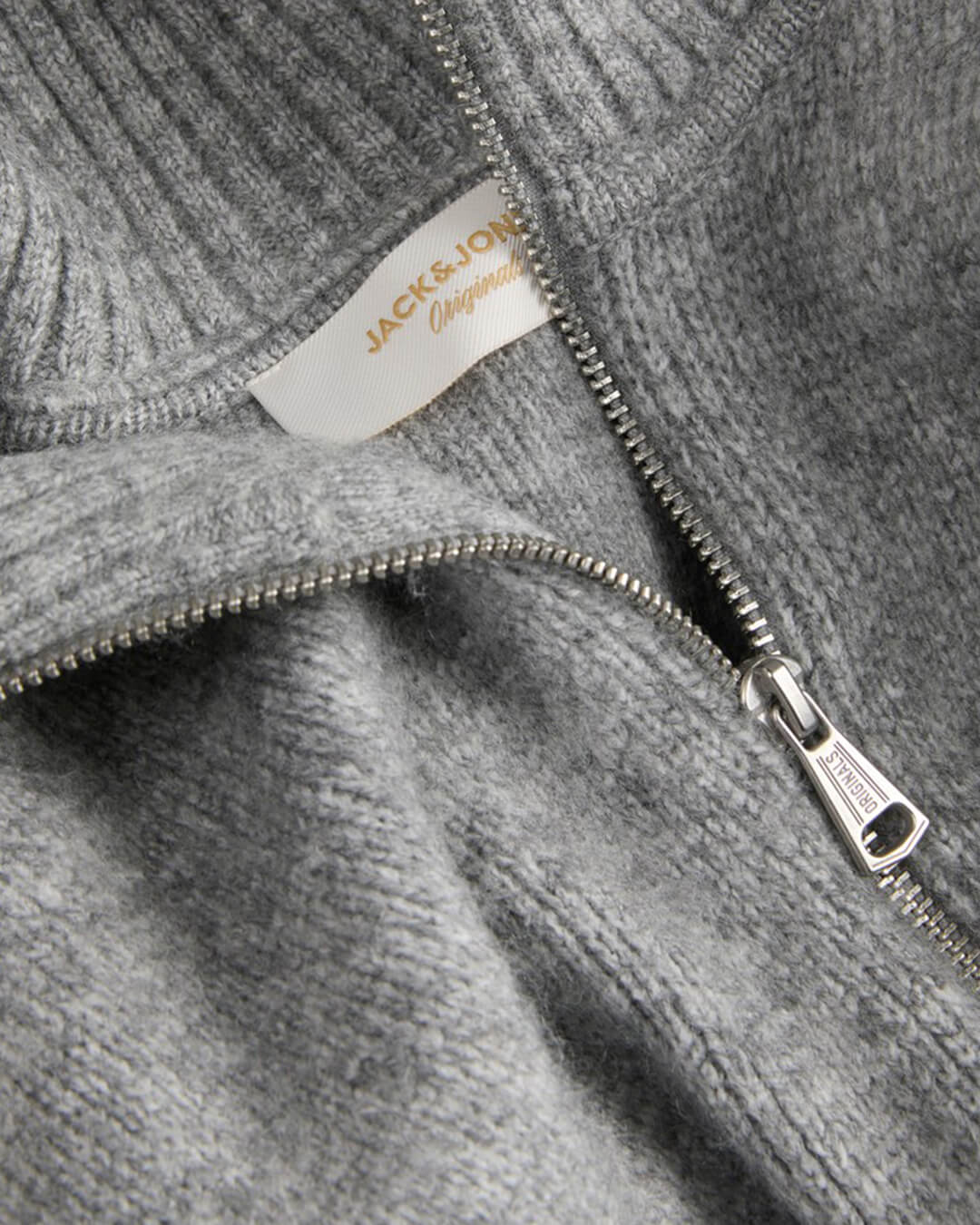 Jack & Jones Jumpers Jack & Jones Grey Montreal Ollie Zip Knit Cardigan