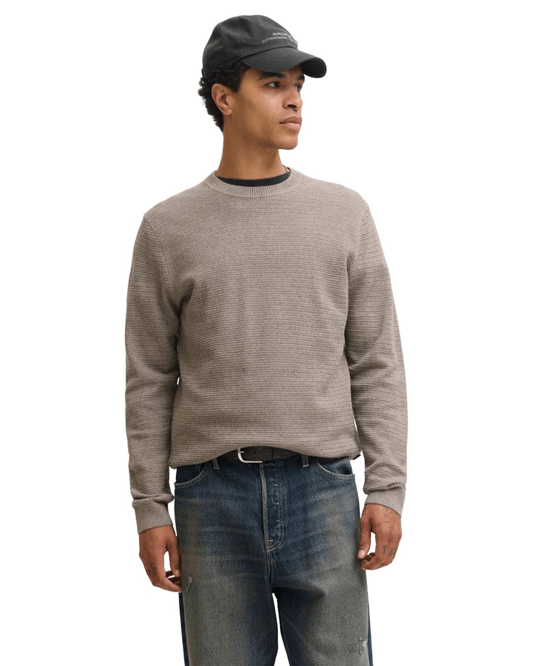 Jack & Jones Jumpers Jack & Jones Grey Riley Knit Crew Neck Jumper