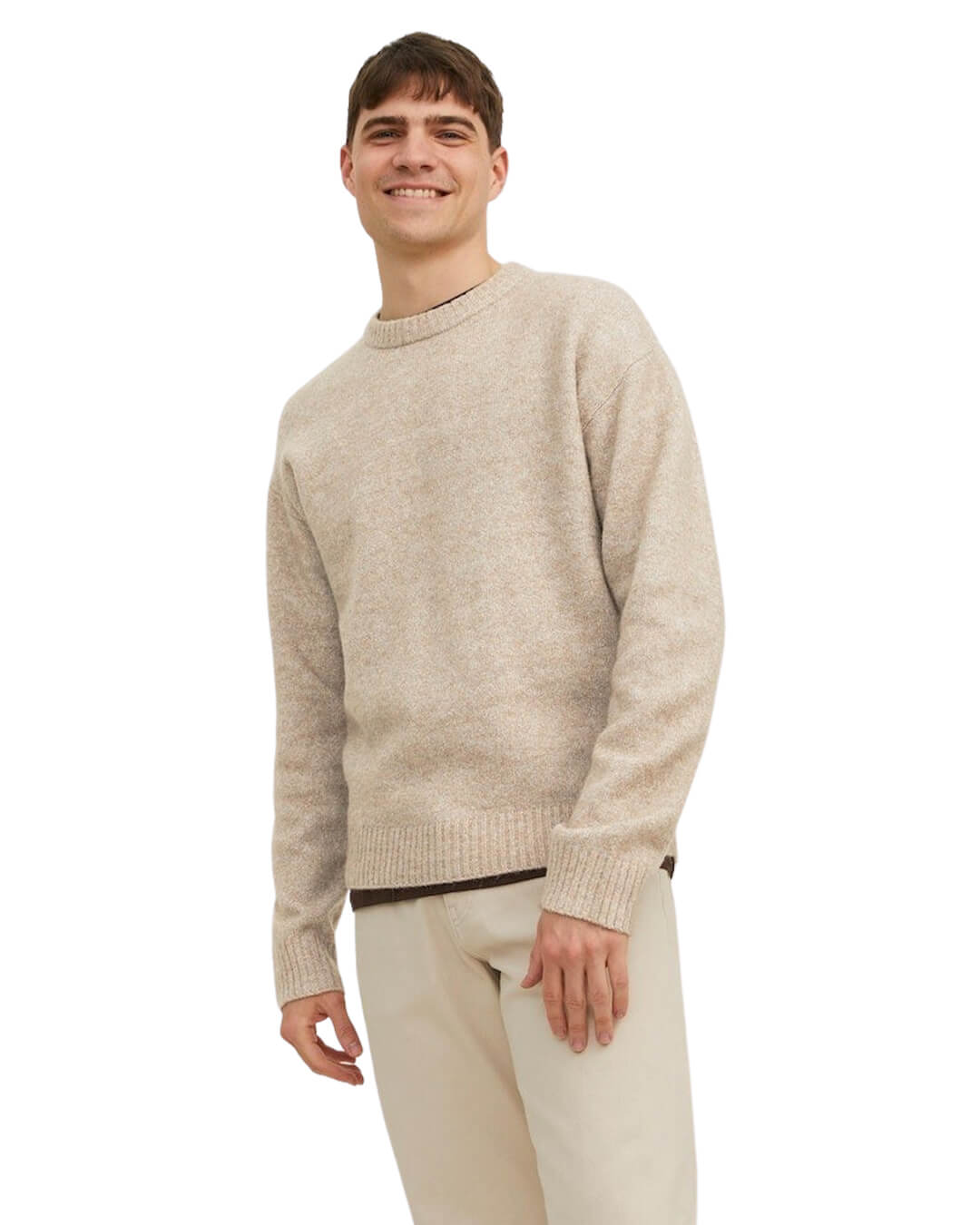 Jack & Jones Jumpers Jack & Jones Jerry Beige Crew Neck Jumper