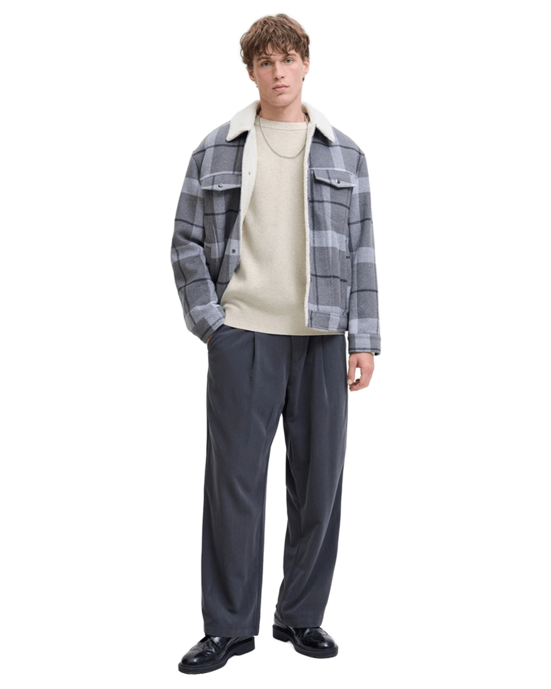 Jack & Jones Jumpers Jack & Jones White Milano Stitch Crew Neck Jumper