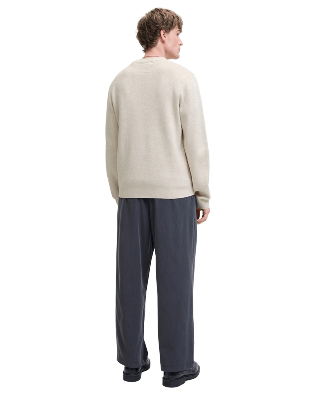 Jack & Jones Jumpers Jack & Jones White Milano Stitch Crew Neck Jumper