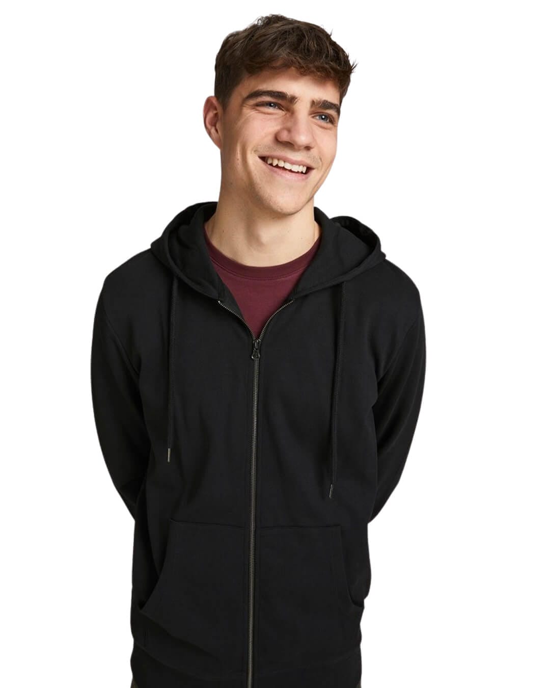 Jack & Jones Jumpers Jack & Jones Zip Hood Black Hoodie