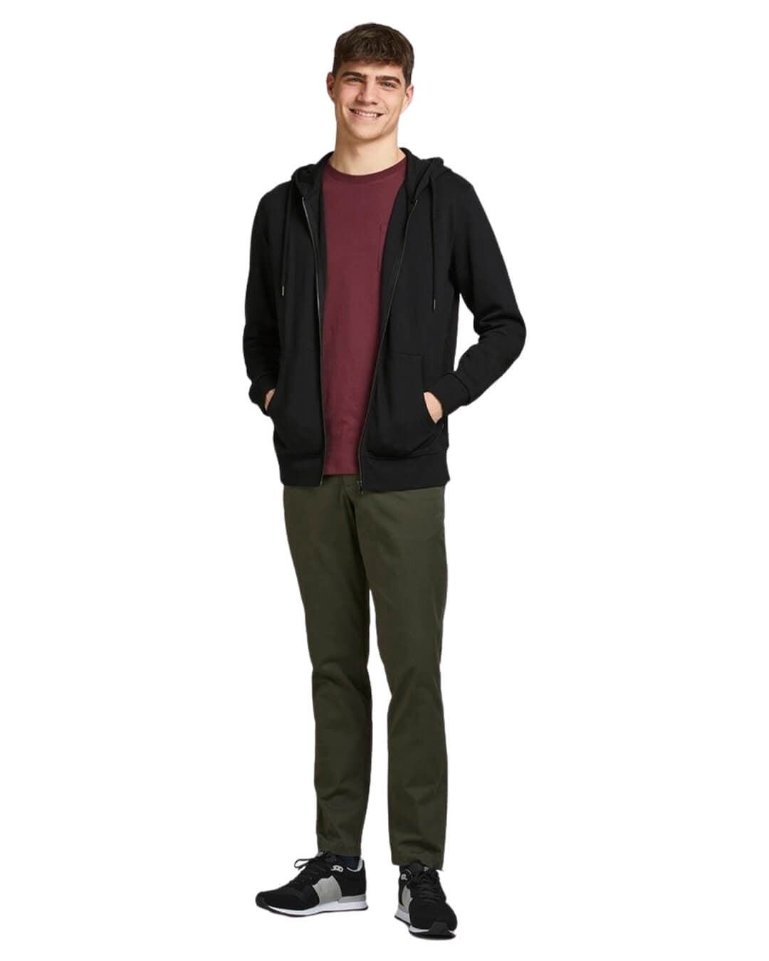 Jack & Jones Jumpers Jack & Jones Zip Hood Black Hoodie