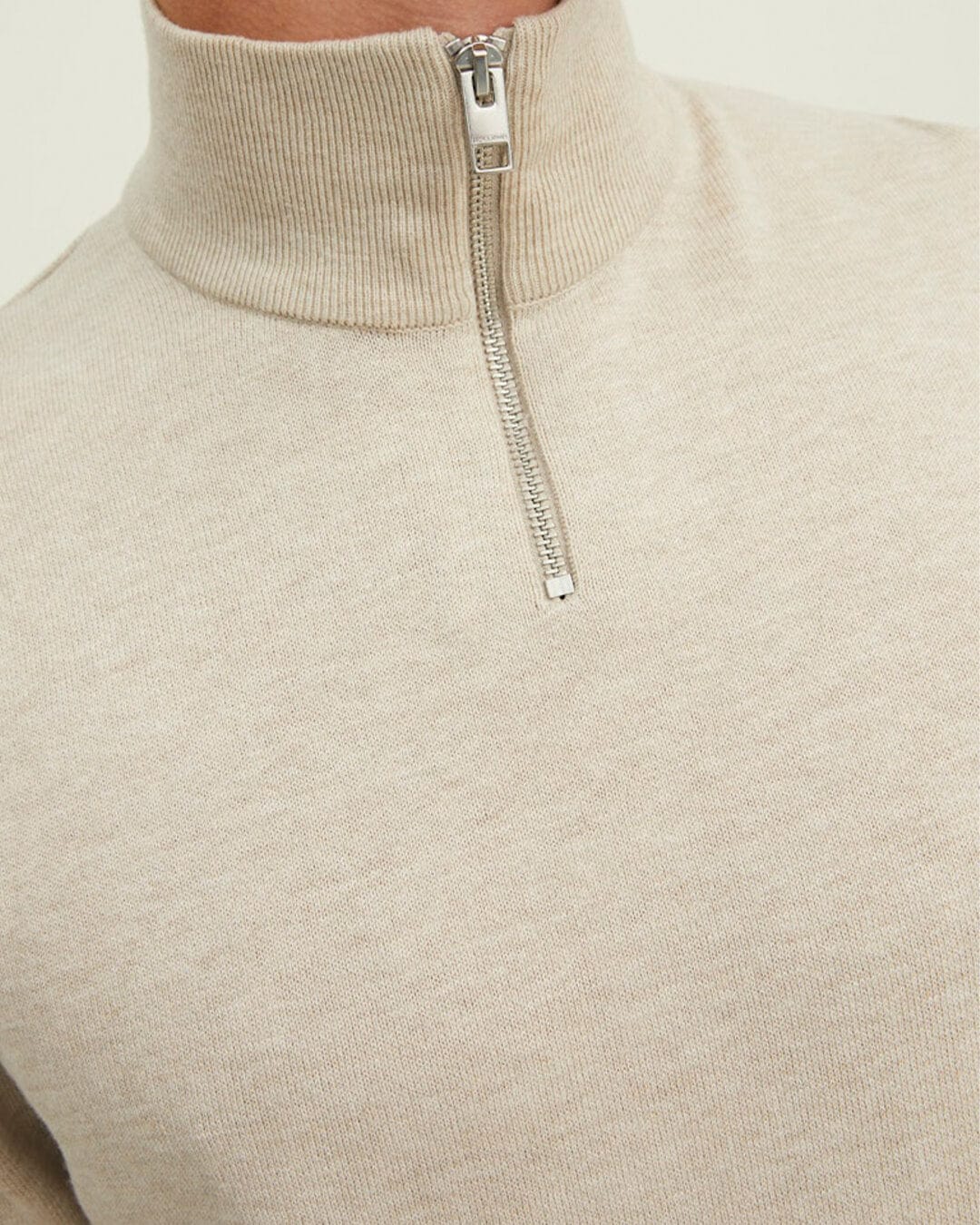 Jack & Jones Jumpers JJEEMIL KNIT HALF ZIP NOOS OATMEAL MELANGE