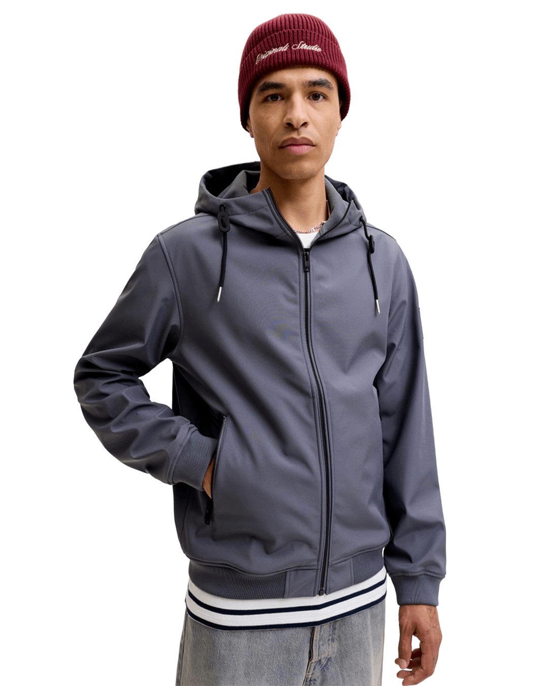 Jack & Jones Outerwear Jack & Jones Grey Basic Softshell Hooded Jacket