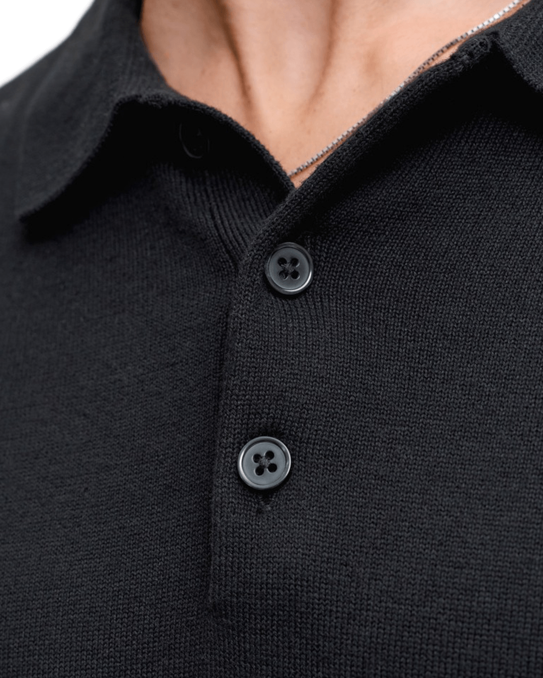 Jack & Jones Polo Shirts Jack & Jones Black Basic Knit Long Sleeve Polo Shirt