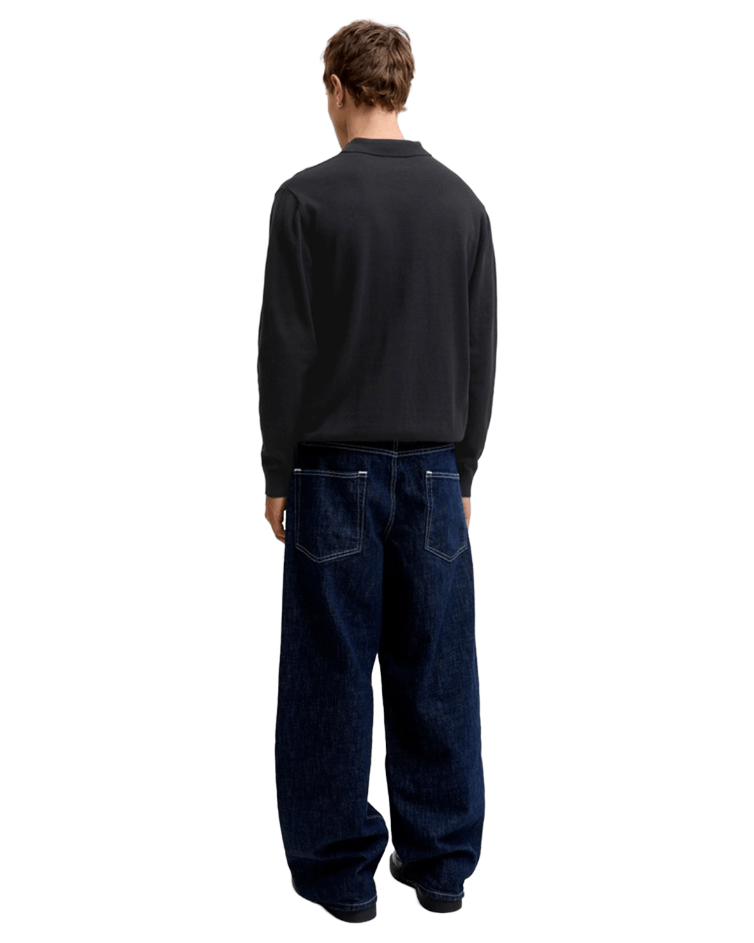 Jack & Jones Polo Shirts Jack & Jones Black Basic Knit Long Sleeve Polo Shirt