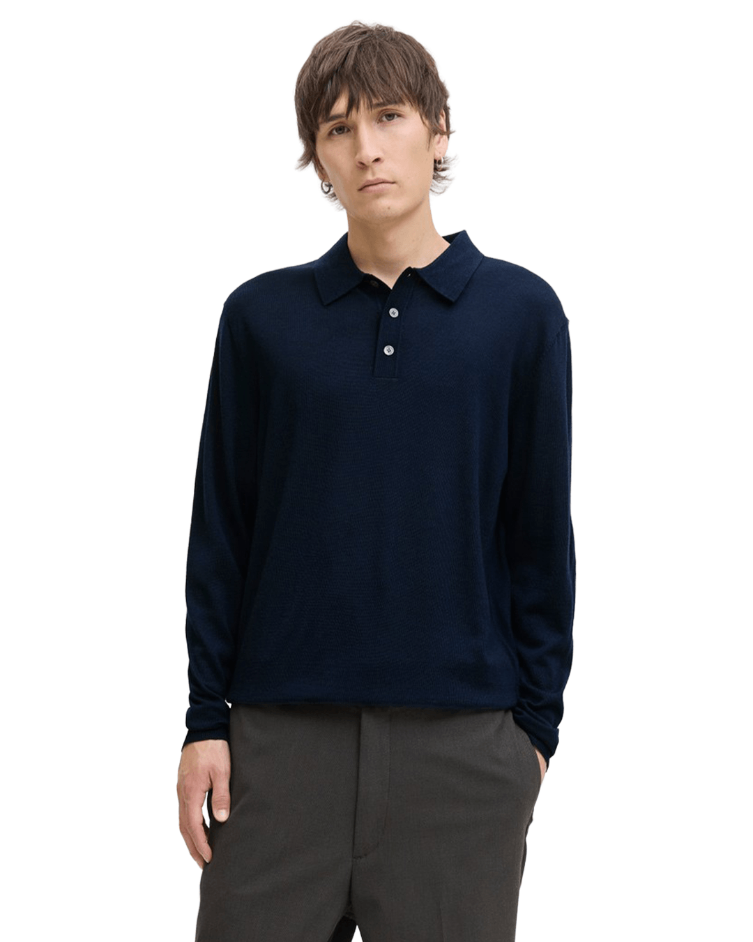 Jack & Jones Polo Shirts Jack & Jones Blue Merino Knit Polo Jumper