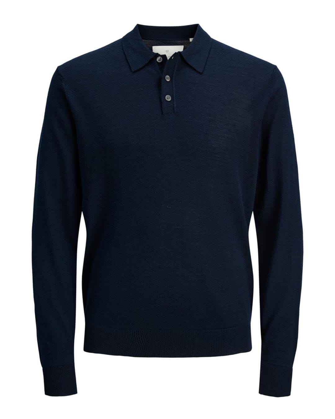 Jack & Jones Polo Shirts Jack & Jones Blue Merino Knit Polo Jumper