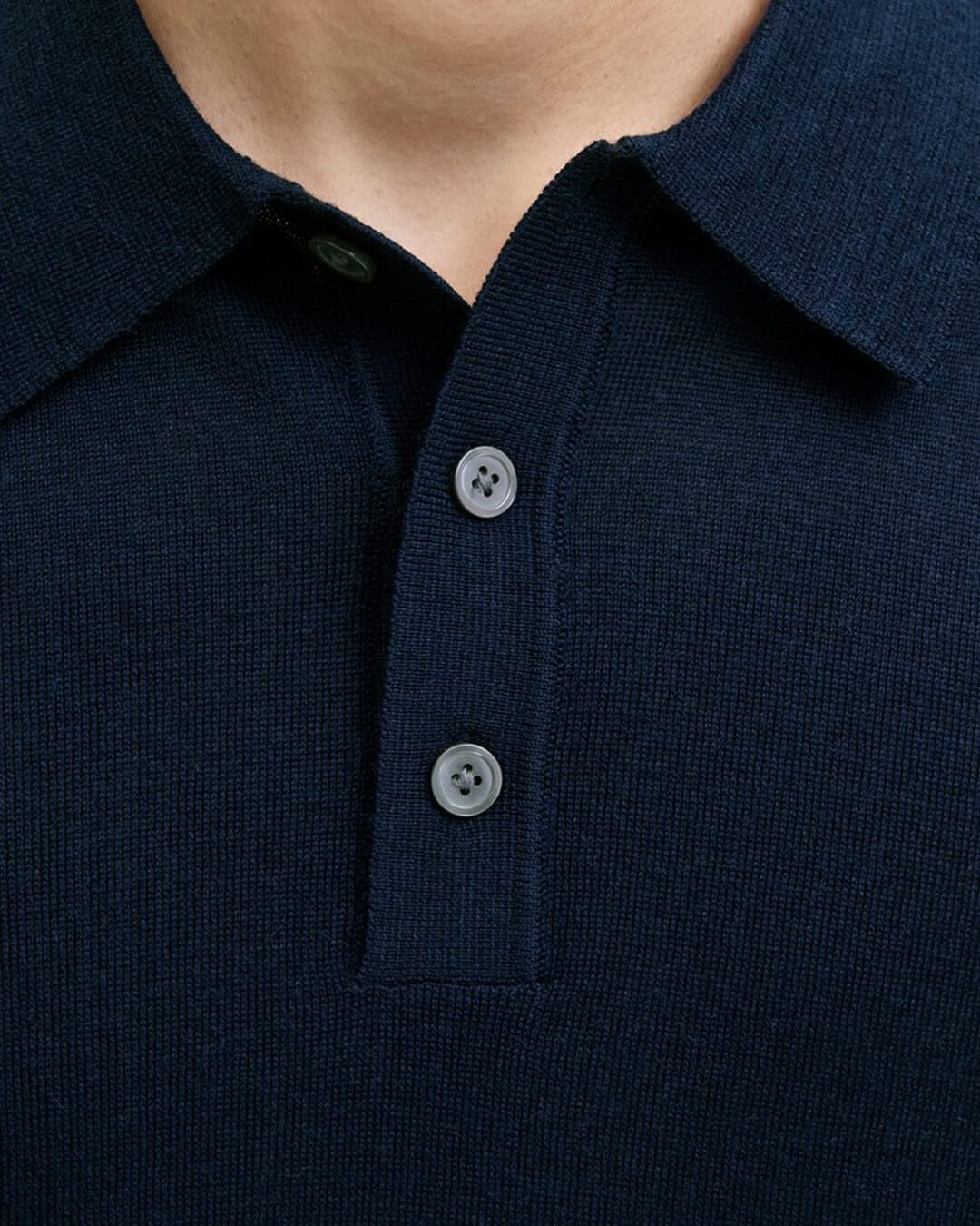 Jack & Jones Polo Shirts Jack & Jones Blue Merino Knit Polo Jumper