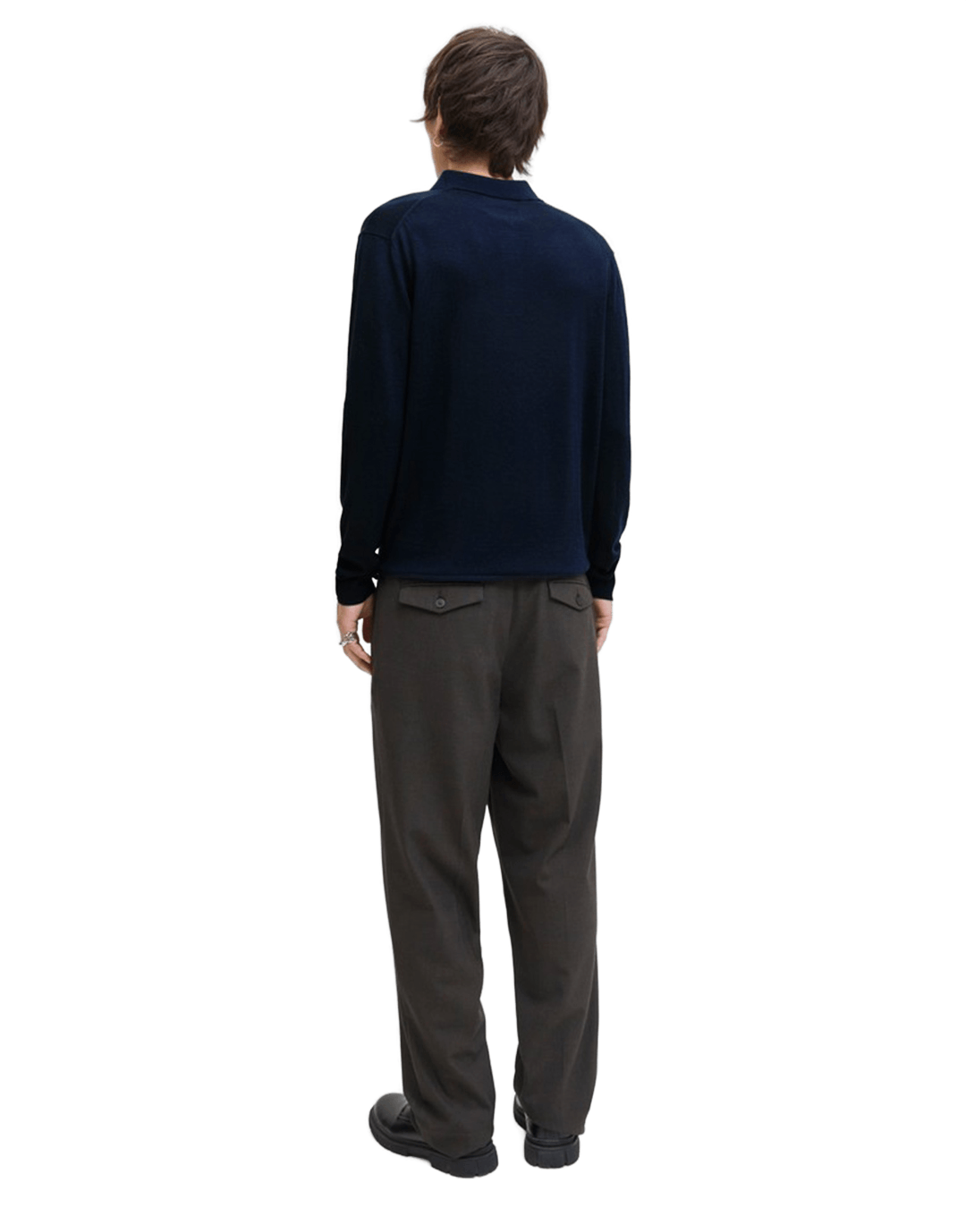 Jack & Jones Polo Shirts Jack & Jones Blue Merino Knit Polo Jumper