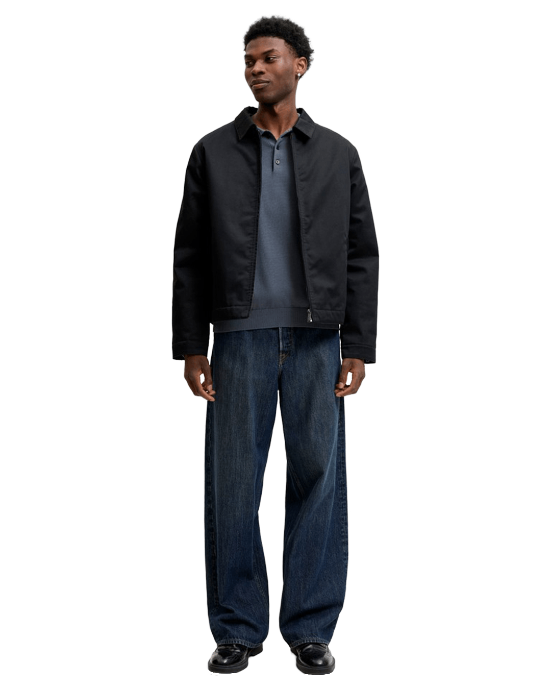 Jack & Jones Polo Shirts Jack & Jones Grey Basic Knit Long Sleeve Polo Shirt
