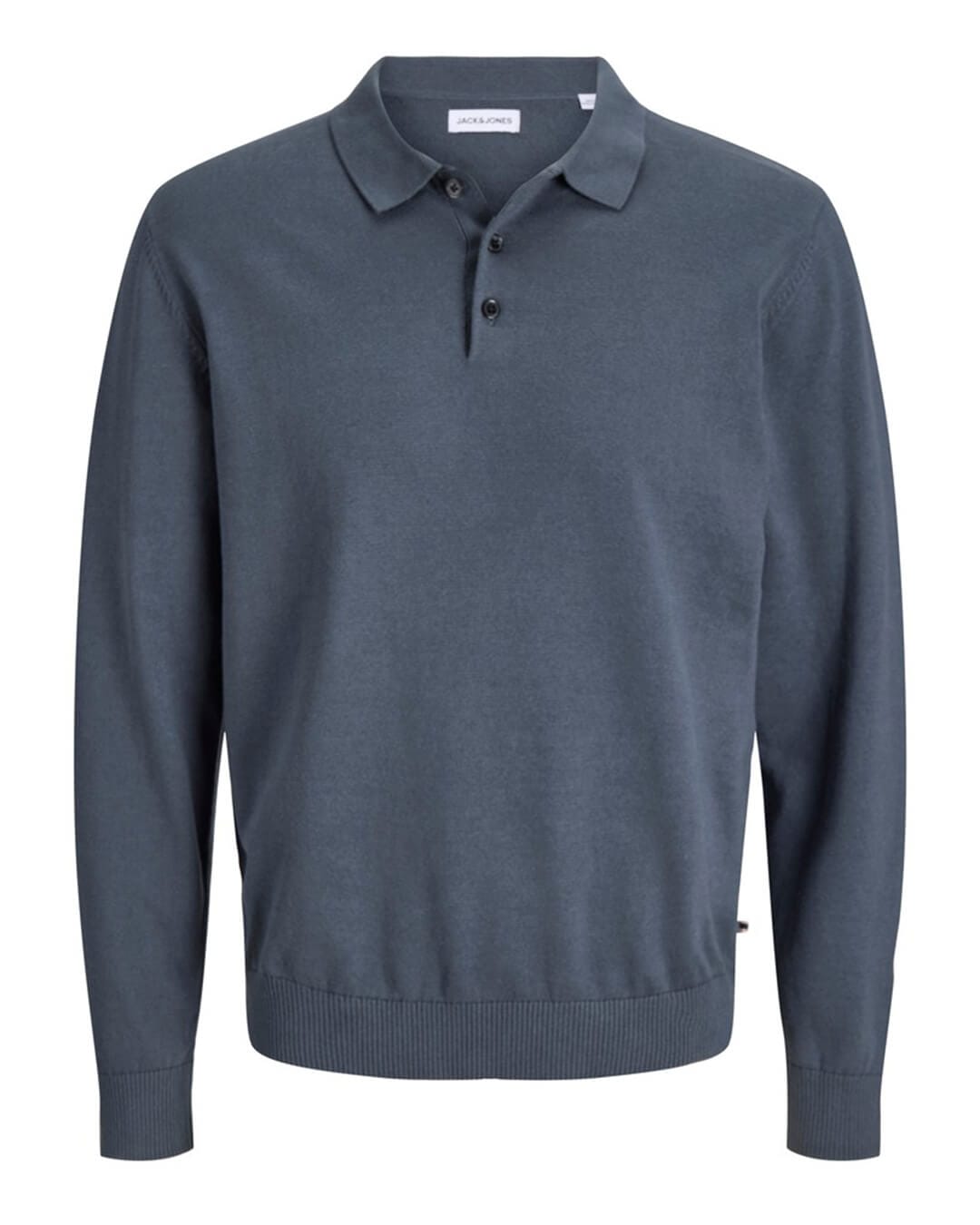 Jack & Jones Polo Shirts Jack & Jones Grey Basic Knit Long Sleeve Polo Shirt