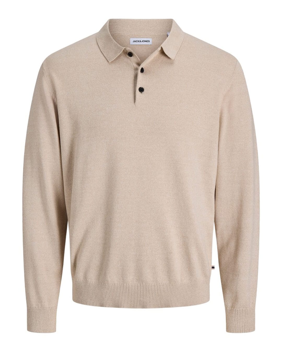 Jack & Jones Polo Shirts Jack & Jones Grey Basic Knit Long Sleeve Polo Shirt