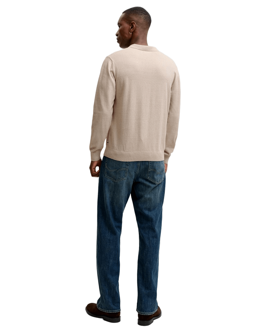 Jack & Jones Polo Shirts Jack & Jones Grey Basic Knit Long Sleeve Polo Shirt