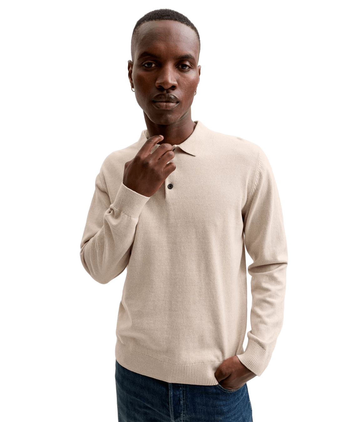 Jack & Jones Polo Shirts Jack & Jones Grey Basic Knit Long Sleeve Polo Shirt