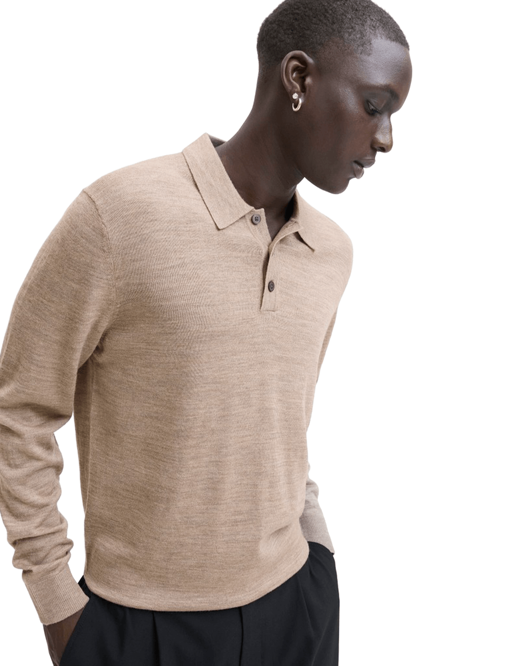 Jack & Jones Polo Shirts Jack & Jones Grey Merino Knit Polo Jumper
