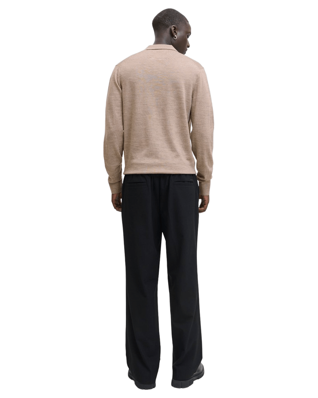 Jack & Jones Polo Shirts Jack & Jones Grey Merino Knit Polo Jumper