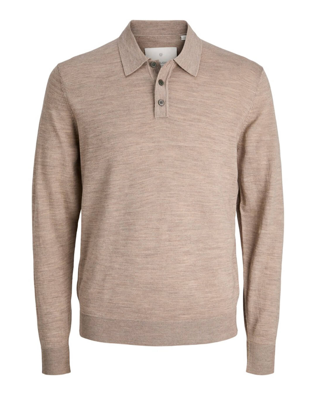 Jack & Jones Polo Shirts Jack & Jones Grey Merino Knit Polo Jumper