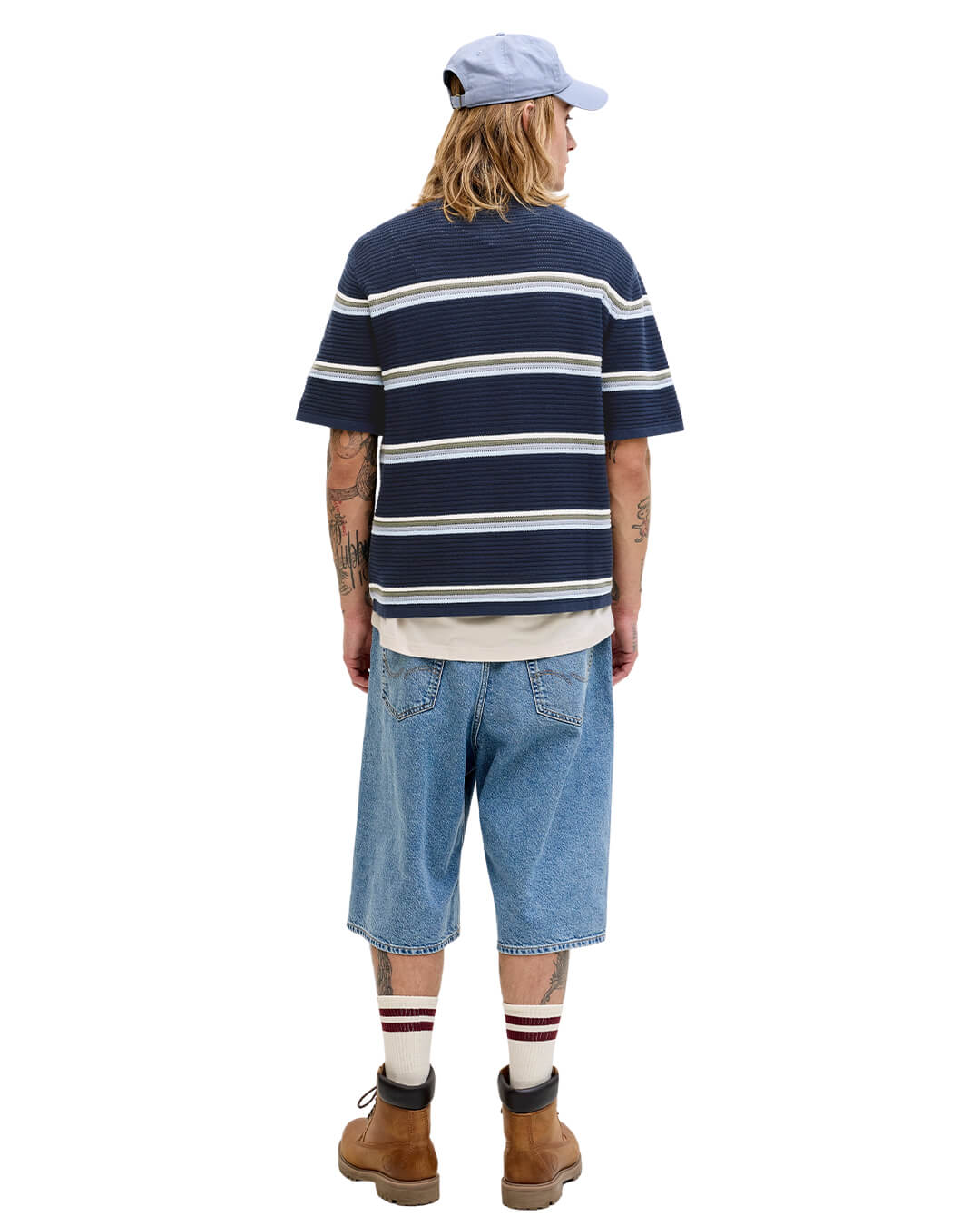 Jack & Jones Polo Shirts Jack & Jones Jormaine Knit Stripe Polo Sn Captain Sky
