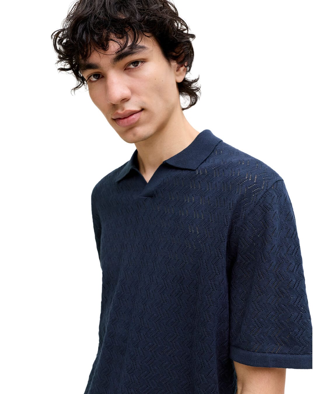 Jack & Jones Polo Shirts Jack & Jones Jortyler Knit Ss Split Neck Polo Sn Captain Sky