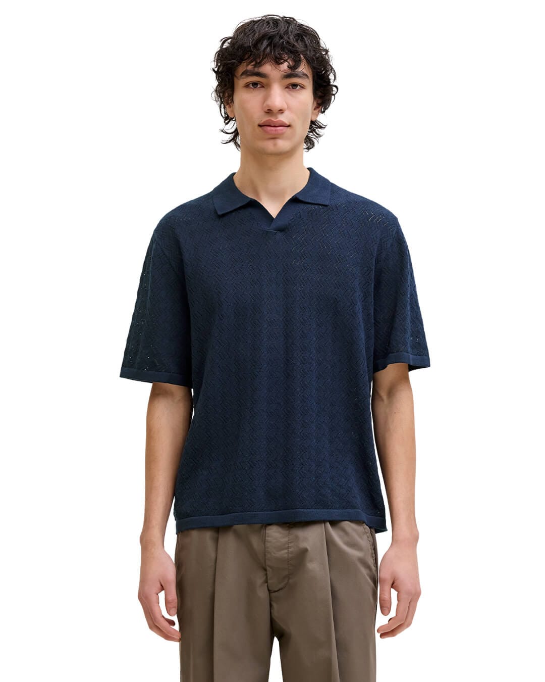 Jack & Jones Polo Shirts Jack & Jones Jortyler Knit Ss Split Neck Polo Sn Captain Sky